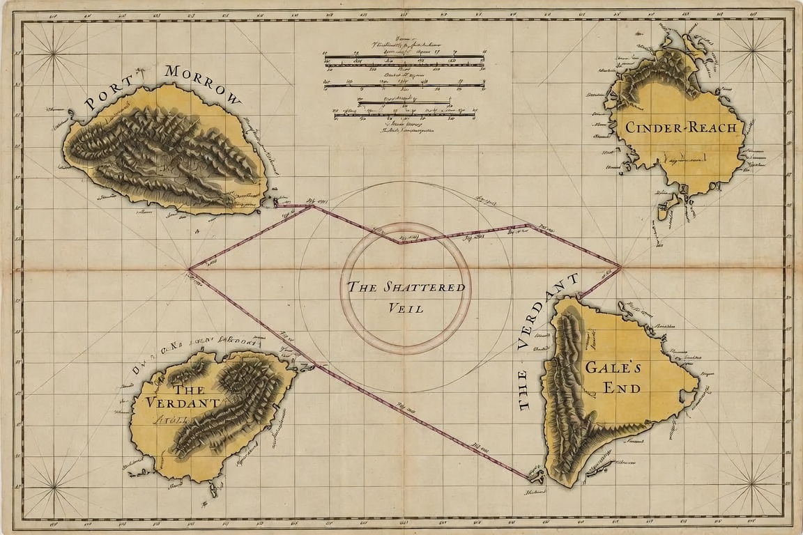 1700s Antique Engraved Nautical Chart of Ebon Tides